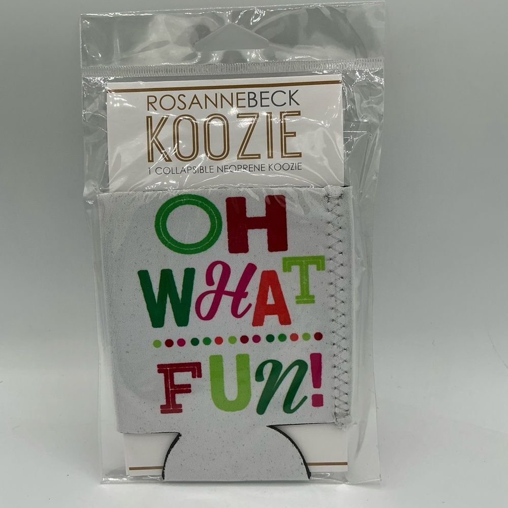 Rosannebeck Neoprene Koozie with Colorful Holiday Text NWT